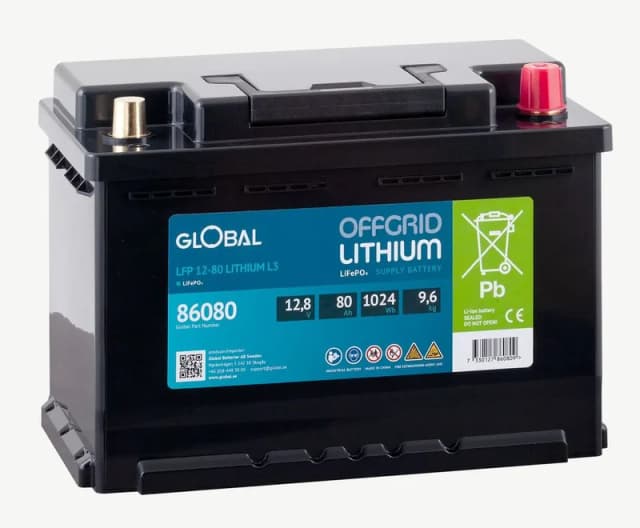 Global LiFePO4 Batteri 12,8V 80Ah – Bäst för trollingmotorer – marinbatteri bäst i test 2026