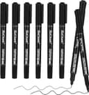 Jeffdad 6 stycken permanenta markörer, fin, 0,5/1,0 mm, dubbelspets, permanent märkpenna, svart vattentät, filtpennor med fin spets, permanent markör, tunn för glas, sten, trä, keramik, teckning