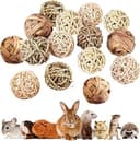 Nizirioo Förpackning med 15 tuggbollar, smådjur tuggleksak, gräsboll, smådjursleksak, kanin tuggleksak, hamsterleksak för kaniner, hamstrar, chinchilla, gerbils, marsvin, små djur