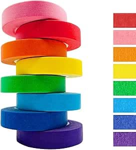 OMBRISA Skimrande Dekortejp 8 Rullar, Maskeringstejp 15 mm x 13 m, Målartejp, Papperstejp för Hantverk, Dekoration, Skolmaterial – Bäst i test – maskeringstejp bäst i test 2026