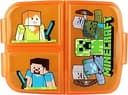 p:os p:os Minecraft lunchlåda för barn med 3 fack, matlåda av plast med klämlås, matlåda för dagis, skola och fritid