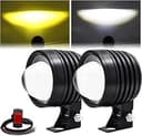 Ytterligare LED motorcykel ljus, motorcykel LED-strålkastare extra dimljus bärnsten/gul vit tvåfärgad, 60 W DC12V 6 000 lm (inkluderar brytare) 2 st spotlight