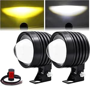 Ytterligare LED motorcykel ljus, motorcykel LED-strålkastare extra dimljus bärnsten/gul vit tvåfärgad, 60 W DC12V 6 000 lm (inkluderar brytare) 2 st spotlight – Bäst i test – mc-extraljus bäst i test 2026