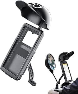 Scooter Mobilhållare - Med Integrerat Solskydd,Universal Mobilhållare - För Män Kvinnor MC Cykel Scooter