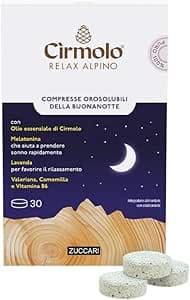 Zuccari Cirmolo Relax Alpine Kosttillskott med Melatonin, lavendel, Valerian, Kamomill, B6-30 tabletter