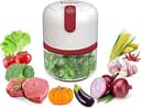 BEPER P102ROB050 USB Rechargeable Food Processor, Mini Food Processor, 250 ml Capacity, 3.7 V Power, 3 Stainless Steel Blades, Rechargeable Battery, Red/White