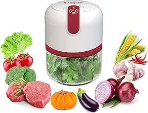 BEPER P102ROB050 USB Rechargeable Food Processor, Mini Food Processor, 250 ml Capacity, 3.7 V Power, 3 Stainless Steel Blades, Rechargeable Battery, Red/White – Bäst i test – minihackare bäst i test 2026