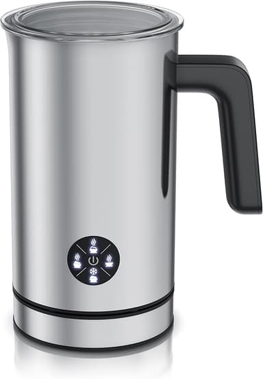 Arendo - 4-i-1 elektrisk mjölkskummare - dubbelväggigt hölje - 4 program - varm och kall skumning - Krämigt och fast skum - 150–300 ml – non-stick-beläggning – cappuccino Latte Macciat