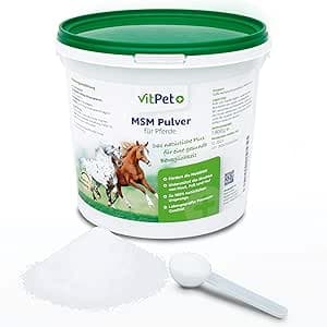 MSM häst – premium MSM-pulver för hästar i 1,8 kg hink inkl. doseringssked (metylsulfonylmetan/svavelpulver för hästar och hundar) – Bäst i test – msm häst bäst i test 2026