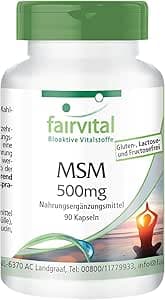 fairvital MSM-kapslar 500mg, 90 kapslar, lättsvälta, HÖGDOSERADE, VEGANSKA, metylsulfonylmetan