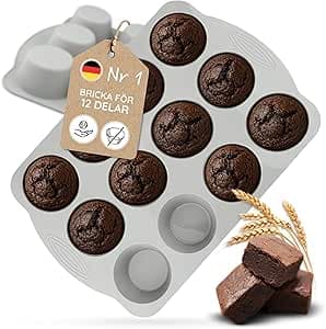 Backefix muffinsplåt i silikon 12 st – muffinsform utan pappersformar, 120 ml per hålrum, extra väggtjocklek mot utbuktning, formstabil muffinsform av platinasilikon, BPA- & PFAS-fri, LFGB-standard – Bäst i test – muffinsform bäst i test 2026