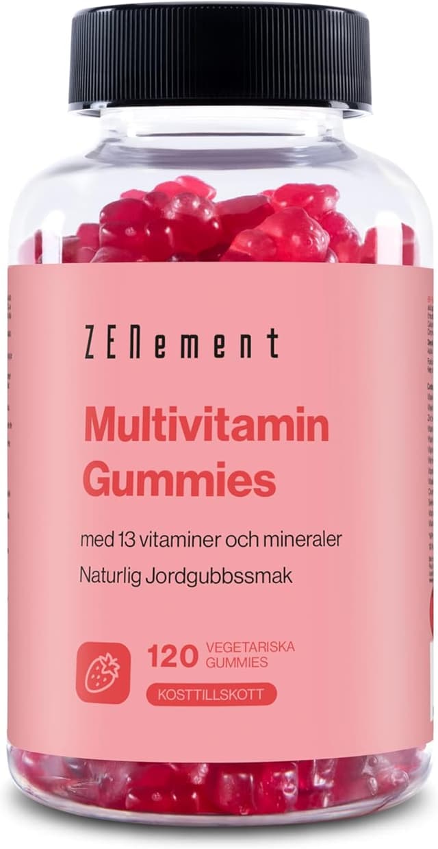 Multivitamin och mineral-gummies, för barn, kvinnor och män, 120 Gummies | Naturlig jordgubbssmak | med 13 vitaminer och mineraler | Gelatinfri, Vegetarisk, Glutenfri | Zenement – Bäst i test – multivitamin barn bäst i test 2026