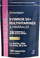 Multivitamin Kvinna 50 Plus | 120 Veganska Tabletter | 27 Viktiga Vitaminer och Mineraler | med Vitamin C Biotin Vitamin B6 och Vitamin B12 | av Horbaach