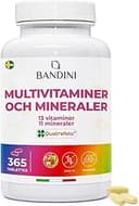Bandini® Complete Multivitamin - 365 tabletter (1 års leverans) - Multivitaminkomplextillskott med 13 vitaminer och 11 mineraler - Multivitaminkomplex för män och kvinnor - Tillverkat i Italien