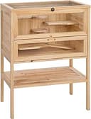 tectake 403246 hamsterbur av trä, smådjursbur med flera våningar, musbur med öppningslock, gnagarbur inkl. vikbar ramp, för små gnagare, 60 x 40 x 80 cm