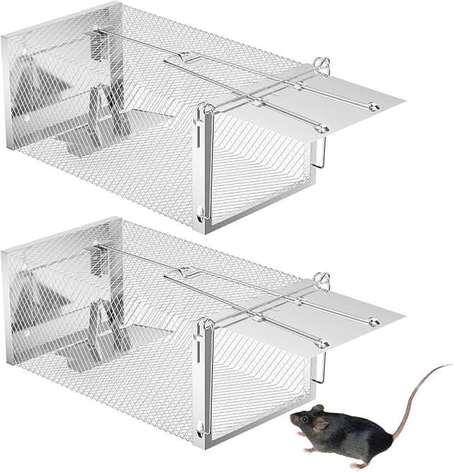 2 stycken musfälla, musfälla, levande med lufthål, fångstfälla, mus automatisk, råttfälla, fångstfälla, återanvändbar musbur, fälla för hem, trädgård, inomhus (26,5 x 15 cm) – Bäst i test – musfälla bäst i test 2026