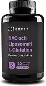 NAC med Liposomal L-Glutation – Avancerad Formel med N-Acetylcystein och Glutation med Hög Absorption – Veganska Kapslar med Fördröjd Frisättning, Utan Tillsatser – 120 Kapslar, 4 Månader – Zenement – Bäst i test – NAC bäst i test 2026