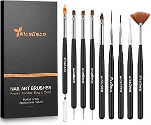 Nicedeco Nagelborstar, 9 stycken nagelkonstpennor, dubbla ändborstar set med ritning, manikyr linjeverktyg design fransk manikyr för hem vardagsrum gör-det-själv dekoration – Bäst i test – nagelborste bäst i test 2026