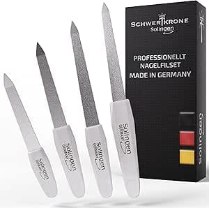 Schwertkrone nagelfil Solingen tillverkad i Tyskland uppsättning av 4 safirfilar fina/grova 4 storlekar