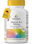 Vitamin B3 100mg – 250 tabletter – 100mg vitamin B3 niacin per tablett – nikotinamid – HÖG DOS – Tysk apotekskvalitet – vegan | Warnke Vitalstoffe