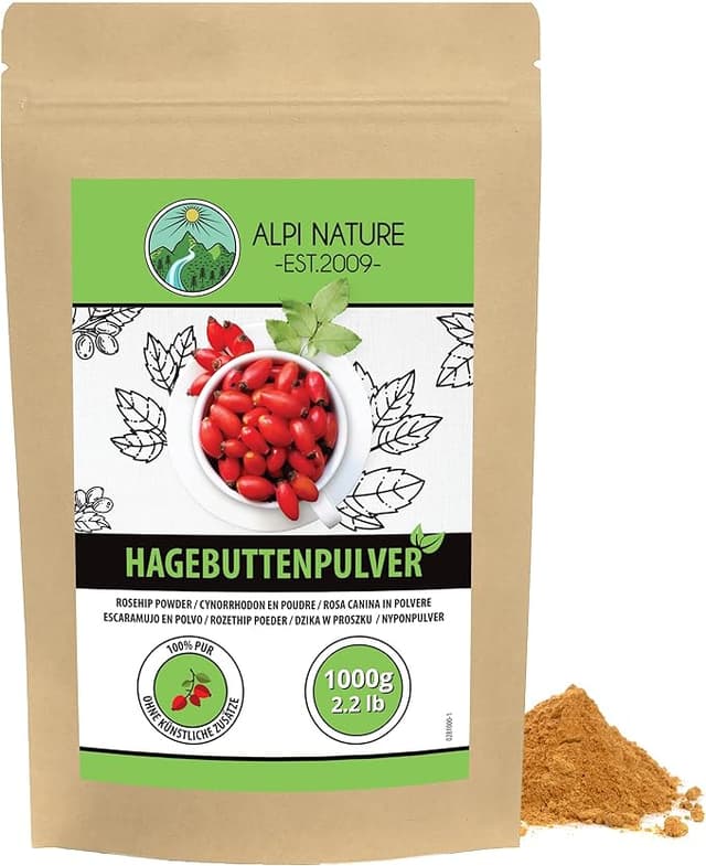 Nyponpulver (1kg), 100% naturligt, mjukt, naturligtvis utan tillsatser, vegan, nyponmjöl, nypongranulat – Bäst i test – nyponkapslar bäst i test 2026