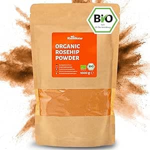 RheinNatur Bio Nypon pulver 1 kg – 100 % organisk nypon mald – rik på vitaminer, mineraler och antioxidanter – perfekt för smoothies, te, müsli och mer – 1 000 g påse – Bäst i test – nyponpulver bäst i test 2026