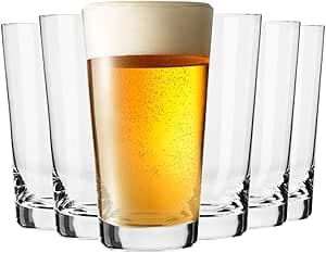 KROSNO Högveteglas ölglas | Set med 6 | 530 ml | Pure kollektion | Perfekt för hem, restauranger och fester | diskmaskinssäker – Bäst i test – ölglas bäst i test 2026