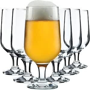 KADAX Ölglas, öltulpan av högkvalitativt glas, 385 ml dricksglas, veteburkar på fot, dryckesburkar för öl, cocktails och drycker (set med 385 ml/6, bertha)