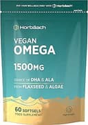 Omega 3 Vegan 1500mg | Algolja 60 Kapslar | DHA & ALA | Högstyrketillskott | av Horbaach