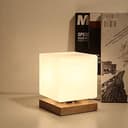 modern retro bord 1x E27 max 40 W trä ek ljus/glas opal matt, nattlampa läskrivbord, golvlampa, vardagsrum, studierum, sänglampa