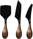 Hecef ostknivsats med 3, ostkniv med bronskorn, universalkniv, retro-ostkniv, set innehåller långkniv, hårdostkniv och mejselkniv, svart, utmärkt gåva