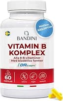 Bandini® Vitamin B Complex - 60 kapslar (2 månader) - Grupp B-vitaminer med folsyra, biotin, B1, B2, B3, B5, B6, B7 B12, PABA, Betain, Kolin, Inositol - Immunförsvarstillskott