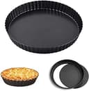 24 cm quiche tårta panna lös botten flan tenn räfflad bakningsredskap 24 cm kolstål pajform non-stick bakform 24 cm