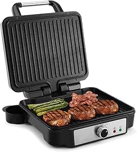YASHE Paninipress Smörgåstillverkare, 4 Skivor Paninigrill med Non-stickbelagda Plattor, Paninitillverkare med Temperaturkontroll, Öppnas 180 Grader, Avtagbar Droppbricka, 1800W, Rostfritt Stål – Bäst i test – paninigrill bäst i test 2026