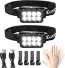 Pannlampa LED uppladdningsbar 2 stycken, superljus 2500 lumen 5 ljuslägen lätt IPX6 vattentät lätt sensor pannlampa, pannlampor för utomhus camping löpning fiske, för barn vuxna