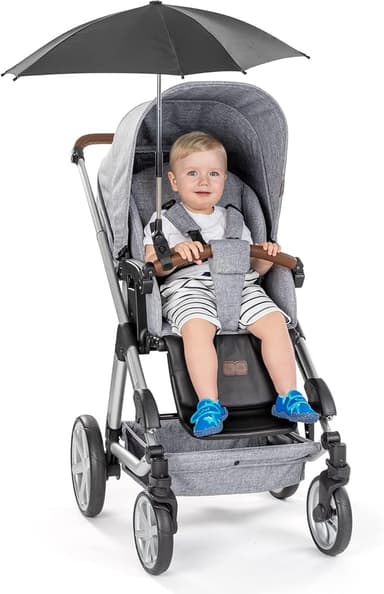 reer ShineSafe Parasoll för barnvagnar, universellt användbart, roterbart och lutbart, svart