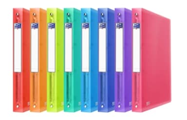 OXFORD Set med 4 mjuka A4-pärmar, fyra ringar, 20 mm, blandade pastellfärger