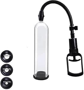 Vakuumpump för män Permanent vakuumenhet med 3 silikonringar, Toysper vakuumpump storleksökning, manuell fitnessmassagerare