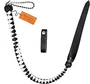 Svart och vit 3 fot / 0,90 meter Läderpiska Flogger 8 flätor Single Tail Dragon Tail Bullwhip Spanking Paddle BDSM
