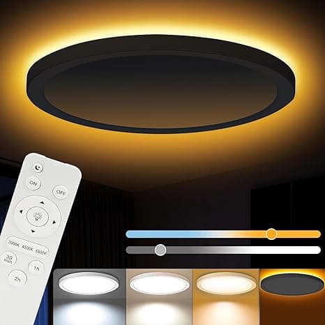 JESLED LED Taklampa med Fjärrkontroll, 24W Plafond 2400LM Dimmbar (3000K-6500K) - Taklampor för Sovrum, Vardagsrum, Badrum | IP54 Vattentät LED-belysning Ø 30 cm – Bäst i test – plafond bäst i test 2026