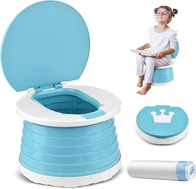 Potta för barn baby toalettsits från 1 år resekrukor vikbar på vägen baby potta träning för pojkar flickor blöjfri potta bil hopfällbar potta barn med 15 Potty Liners