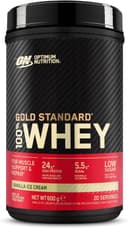 Optimum Nutrition Gold Standard 100% Whey Vassleprotein, Vanilla Ice Cream, 600g, 20 Portioner