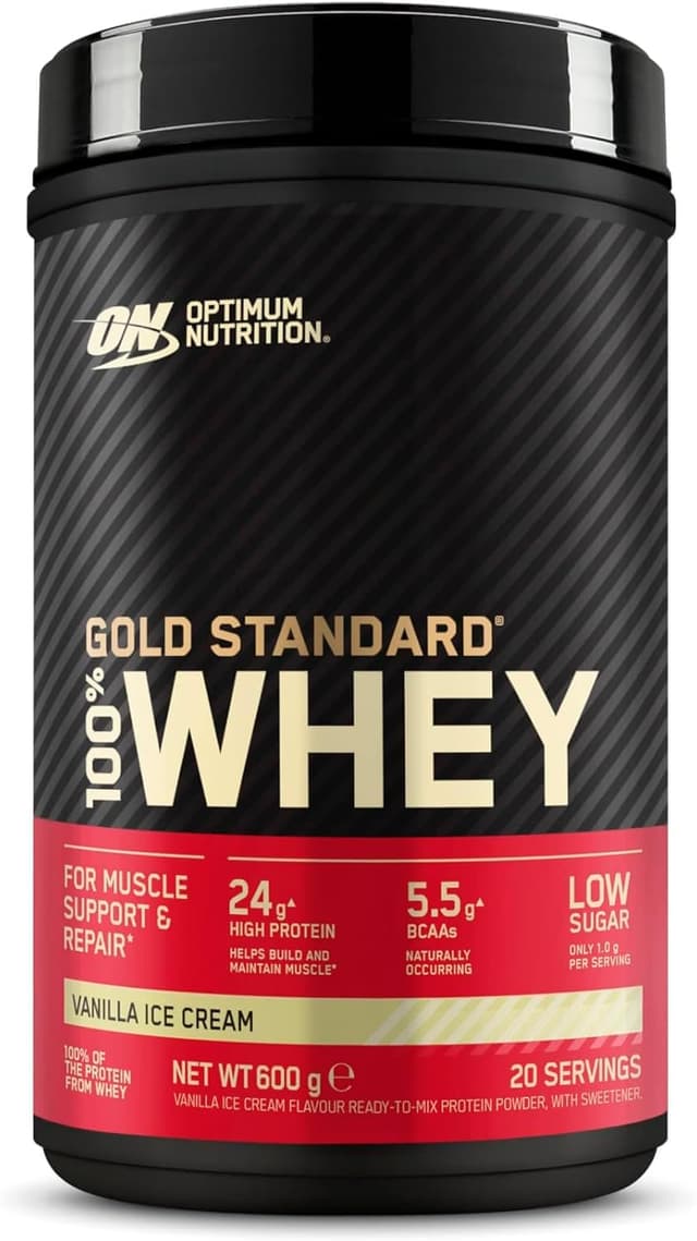 Optimum Nutrition Gold Standard 100% Whey Vassleprotein, Vanilla Ice Cream, 600g, 20 Portioner – Bäst i test – proteinpulver bäst i test 2026