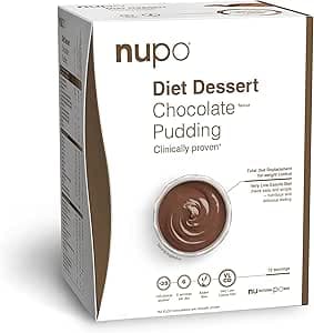 NUPO Diet Dessert Chokladpudding - Premium Diet måltid för viktkontroll I 12 portioner I glutenfri, GMO-fri – Bäst i test – pulverdiet bäst i test 2026