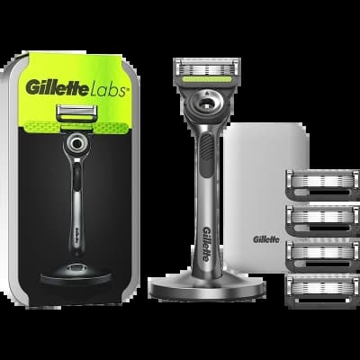 Gillette Labs Rakhyvel Exfoliating Bar&ställ&resefodral&5st Rakblad – Effektiv peeling – rakhyvel herr bäst i test 2026