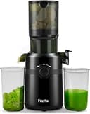 Cold Press Juicer-maskiner, Fretta Slow Masticating Juicer med 108 mm & 1,0 L behållare för hela frukter och grönsaker, 200W självmatande högavkastande juicepress, BPA-fri Tritan, (svart black)