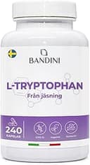Bandini® L-Tryptofan 240 kapslar (8 månaders leverans), Tryptofan 500 mg - sömn- och sömnkvalitetsförbättrande, avslappnande, stressavlastande sömntillskott - 100% vegan