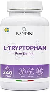 Bandini® L-Tryptofan 240 kapslar (8 månaders leverans), Tryptofan 500 mg - sömn- och sömnkvalitetsförbättrande, avslappnande, stressavlastande sömntillskott - 100% vegan – Bäst i test – receptfria sömntabletter bäst i test 2026