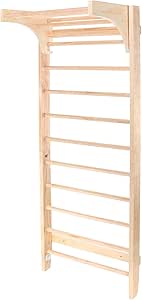 Ribbstol i lackat furuträ 220 cm träningsredskap med höjdjusterbar förlängning max. 150 kg