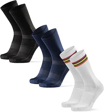DANISH ENDURANCE Prestanda Crew Cykelstrumpor, Dämpade cykelstrumpor för väg, Luftiga & torkar snabbt, för Män & Kvinnor, Unisex, 3 och 5 pack